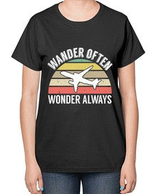 wander often wonder always  47# - airplane-  Ladies T-Shirt