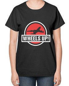 wheels up  50# - airplane-  Ladies T-Shirt
