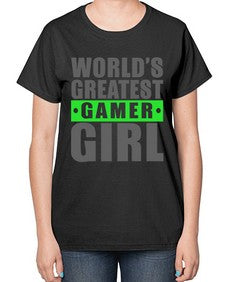 worlds greatest gamer girl 166# - video games-  Ladies T-Shirt