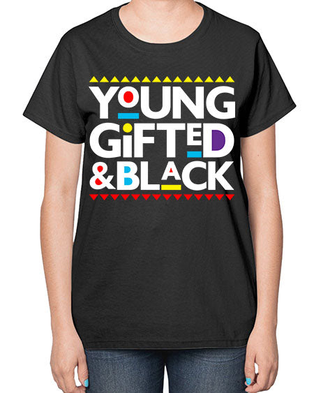 young gifted and black 2# - black words and phrases-  Ladies T-Shirt
