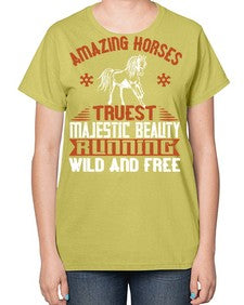 Amazing horses Truest Majestic Beauty Running wild and free Style 23# - horse-  Ladies T-Shirt
