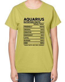 Aquarius Nutrition Facts 67# - aquarius-  Ladies T-Shirt