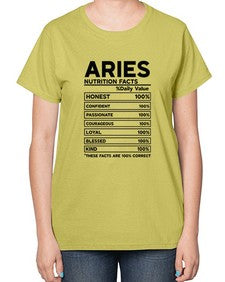 Aries Nutrition Facts 97# - aries-  Ladies T-Shirt
