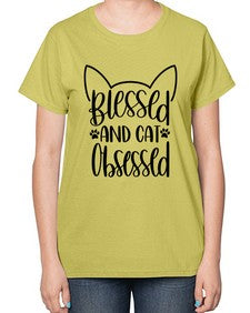 Blessed And Cat Obsessed Style 79# - cats-  Ladies T-Shirt