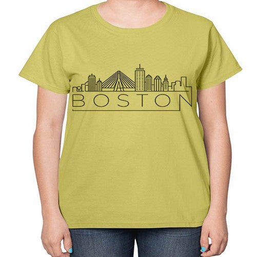 Boston Minimal Skyline 477# - cities-  Ladies T-Shirt