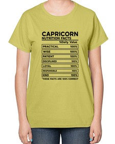 Capricorn Nutrition Facts 185# - capricorn-  Ladies T-Shirt