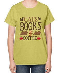 Cats Books Coffee Style 9# - cats-  Ladies T-Shirt