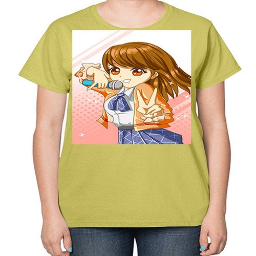 Cute teenage student girl singing song 47# - anime-  Ladies T-Shirt