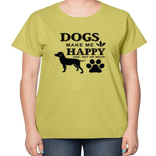 Dogs Make Me Happy Style 44# - dogs-  Ladies T-Shirt
