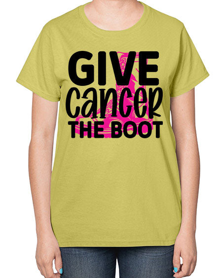 Give Cancer the Boot 25# - breast cancer-  Ladies T-Shirt