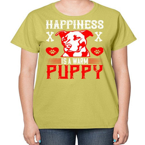 Happiness is a warm puppy Style 201# - dogs-  Ladies T-Shirt