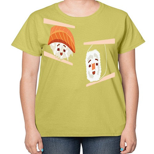 Happy Sushi Anime Kawaii Set Anime 232# - anime-  Ladies T-Shirt