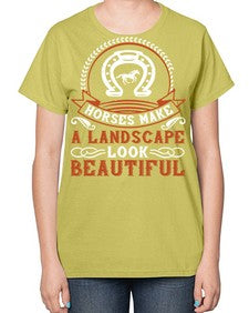 Horses make a landscape look beautiful Style 42# - horse-  Ladies T-Shirt