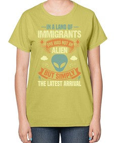 In a lan of immigrants one was not an alien 28# - ufo-  Ladies T-Shirt
