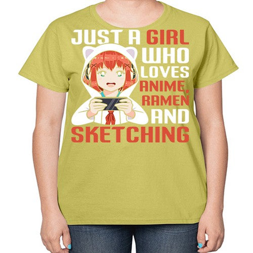 Just a girl who loves anime ramen and sketching260# - anime-  Ladies T-Shirt