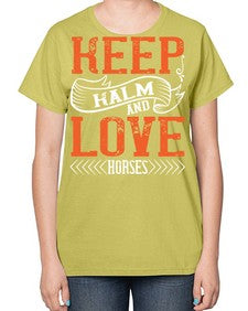 KEEP KALM AND LOVE HORSES Style 30# - horse-  Ladies T-Shirt