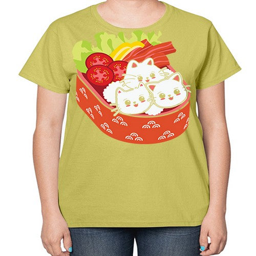 Kawaii Cat Boxed Lunch Anime Anime 266# - anime-  Ladies T-Shirt