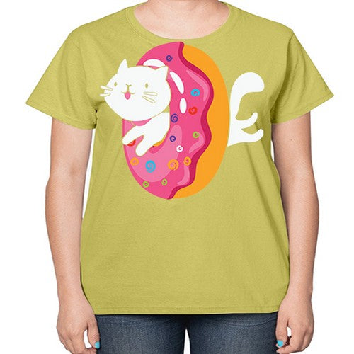 Kawaii Cat Donut Anime Lover Anime 267# - anime-  Ladies T-Shirt