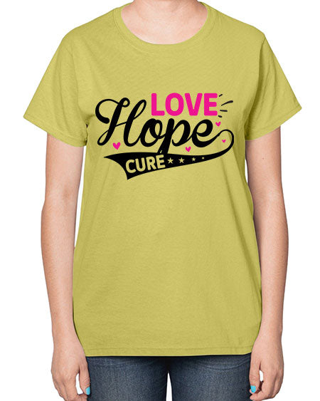 Love Hope Cure 14# - breast cancer-  Ladies T-Shirt