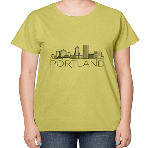 Portland Minimal Skyline 1679# - cities-  Ladies T-Shirt
