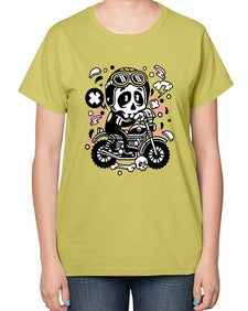 Skull Motocross 1058# - skull and bones-  Ladies T-Shirt