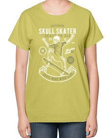 Skull Skater 1064# - skull and bones-  Ladies T-Shirt