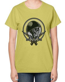 Skull Soldier 1066# - skull and bones-  Ladies T-Shirt