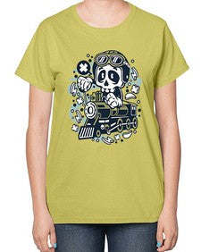 Skull Train 1067# - skull and bones-  Ladies T-Shirt