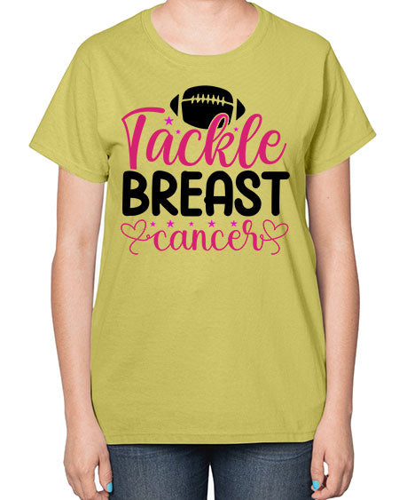 Tackle Breast Cancer 4# - breast cancer-  Ladies T-Shirt