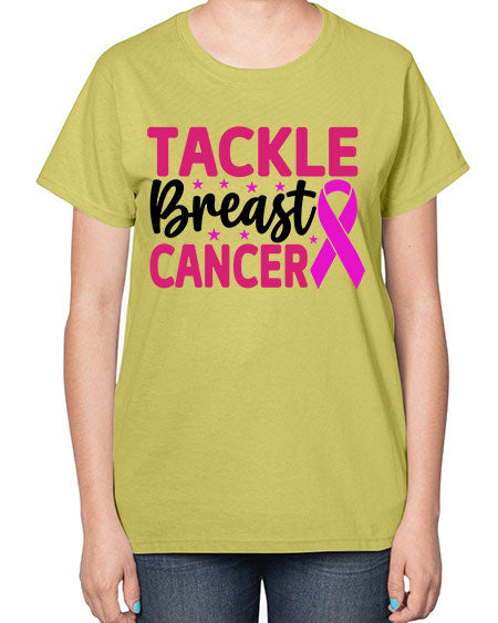 Tackle Breast Cancer 5# - breast cancer-  Ladies T-Shirt