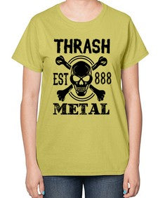 Thrash metal 1171# - skull and bones-  Ladies T-Shirt