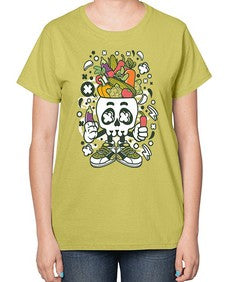 Vegetable Skull Head 1195# - skull and bones-  Ladies T-Shirt