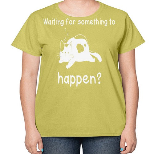Waiting For Something Sleeping Cat 285# - anime-  Ladies T-Shirt