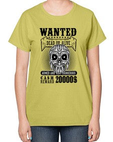 Wanted 1204# - skull and bones-  Ladies T-Shirt