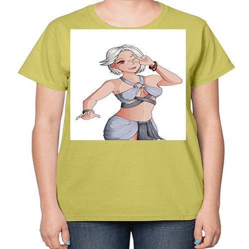 White hair girl wearing summer outfit 40# - anime-  Ladies T-Shirt