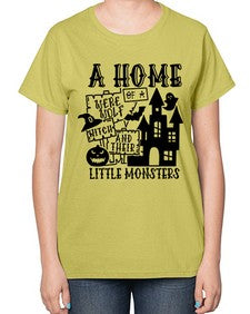 a home of a were wolf witch and their little monsters 53# - witch-  Ladies T-Shirt