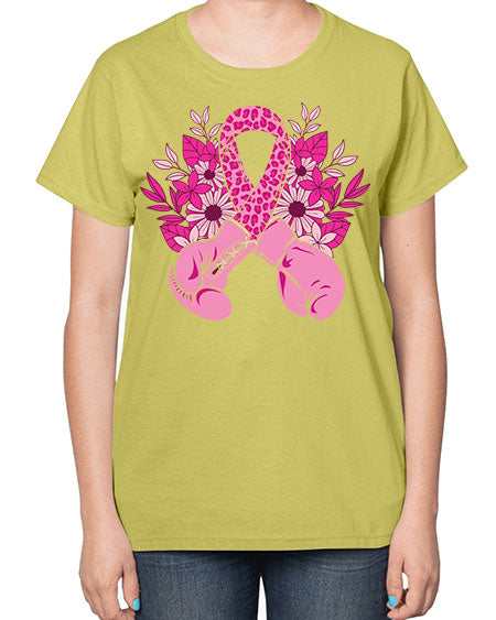 boxing gloves breast cancer - breast cancer-  Ladies T-Shirt