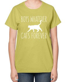 boys whatever cats forever - cats-  Ladies T-Shirt