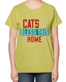 cats bless this home Style 36# - cats-  Ladies T-Shirt