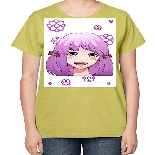 cute ponytails purple hair girl 63# - anime-  Ladies T-Shirt