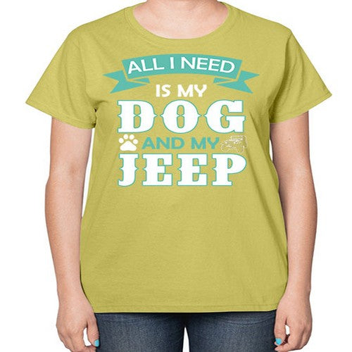 dog and jeep 74# - dogs-  Ladies T-Shirt