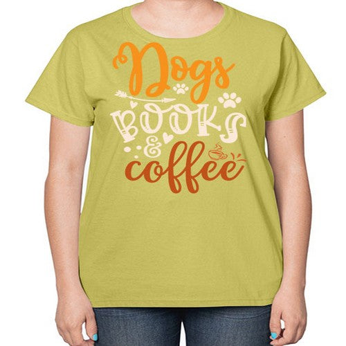 dogs books coffee 130# - dogs-  Ladies T-Shirt