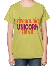 dream big unicorn head 108# - unicorn-  Ladies T-Shirt