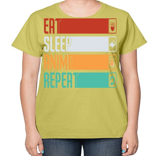 eat sleep anime repeat225# - anime-  Ladies T-Shirt