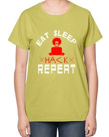 eat sleep hack repeat 48# - computer-  Ladies T-Shirt