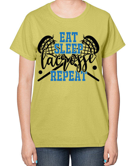 eat sleep lacrosse repeat 15# - lacrosse-  Ladies T-Shirt