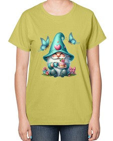 gnome with butterfly 14# - gnome-  Ladies T-Shirt