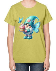 gnome with butterfly 20# - gnome-  Ladies T-Shirt