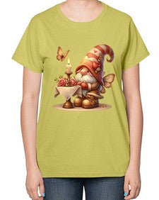 gnome with butterfly 21# - gnome-  Ladies T-Shirt