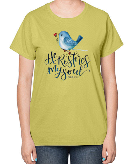 he restores my soul 39# - birds-  Ladies T-Shirt
